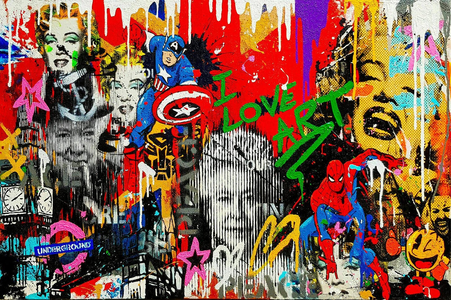 Magic Canvas Art B8132 - Stampa artistica da parete, motivo personaggi  famosi in stile pop art, 1 pezzo, di alta qualità, dimensioni: 120 x 60 cm  : ...