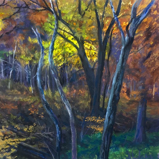 Fall Cadenza, watercolor casein and pastel on paper, 12 x 12", © John Hulsey