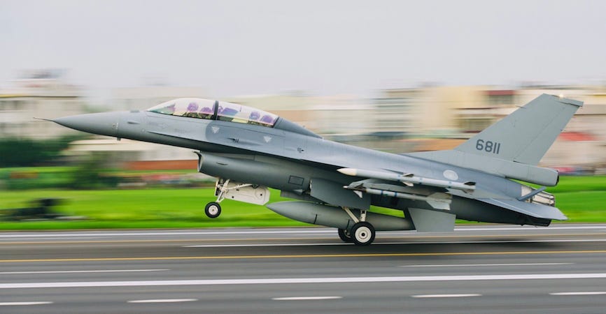 F-16 Fighter Takeoff From Sun Yat Set Freeway