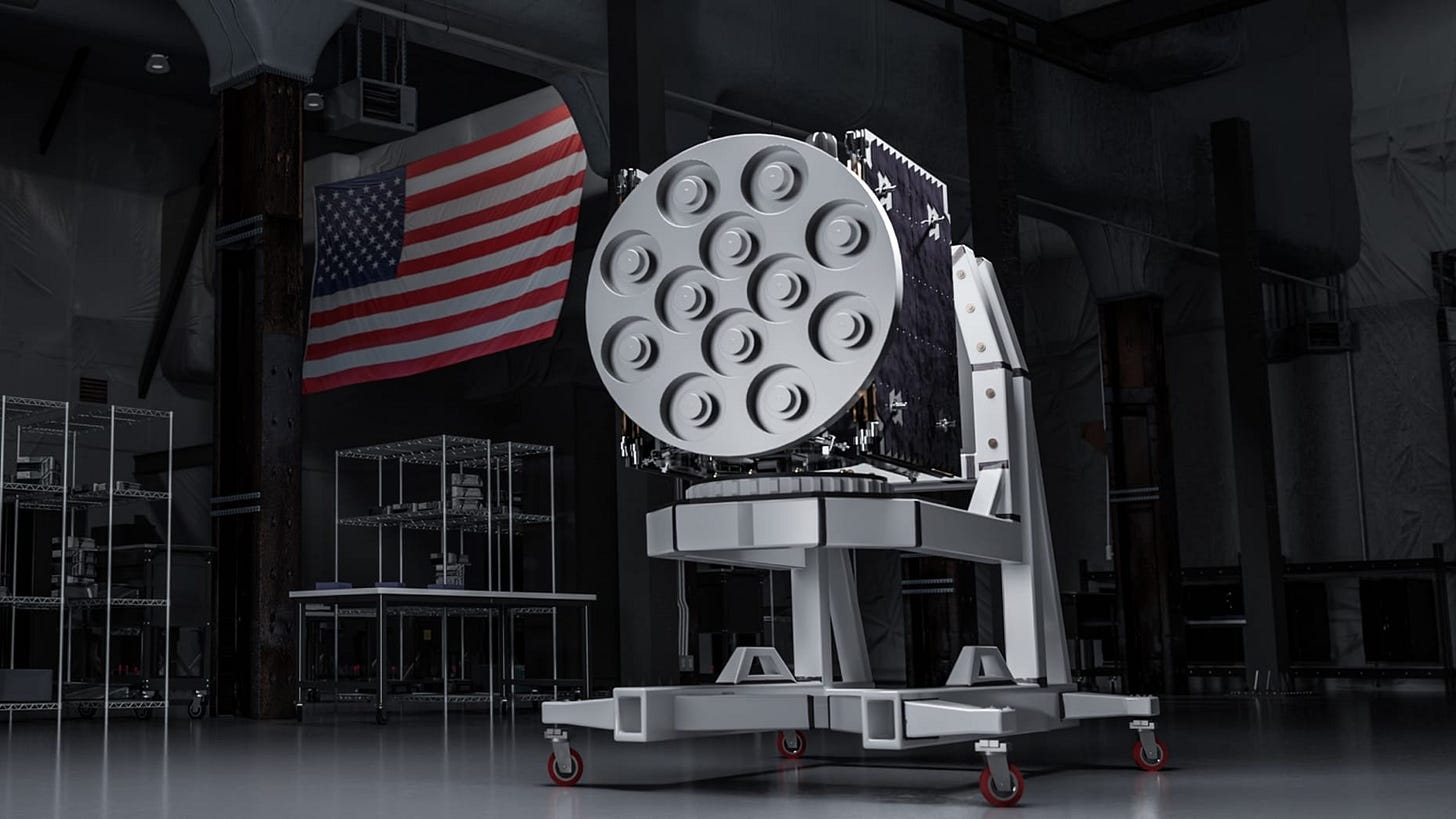 A rendering of a Nexus satellite in assembly.