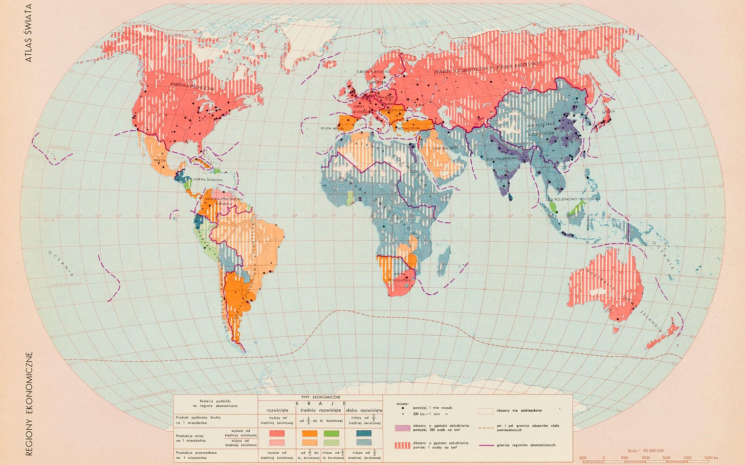 Image depicts a world map, text in Polish. Image depicts a world map, text in Polish.
