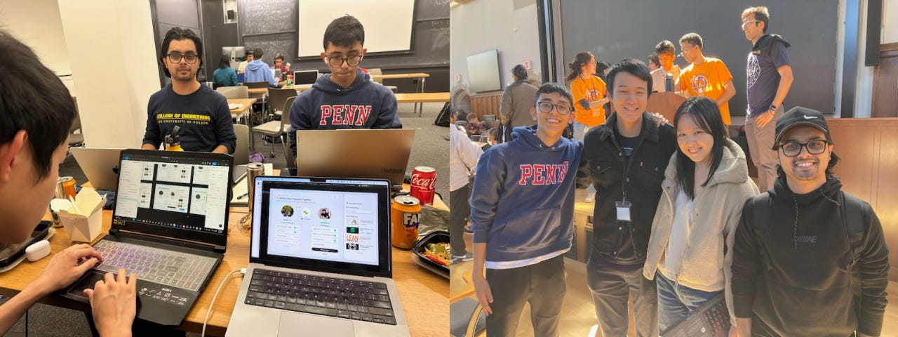 Collage of my teammates working and taking picture at the closing ceremony