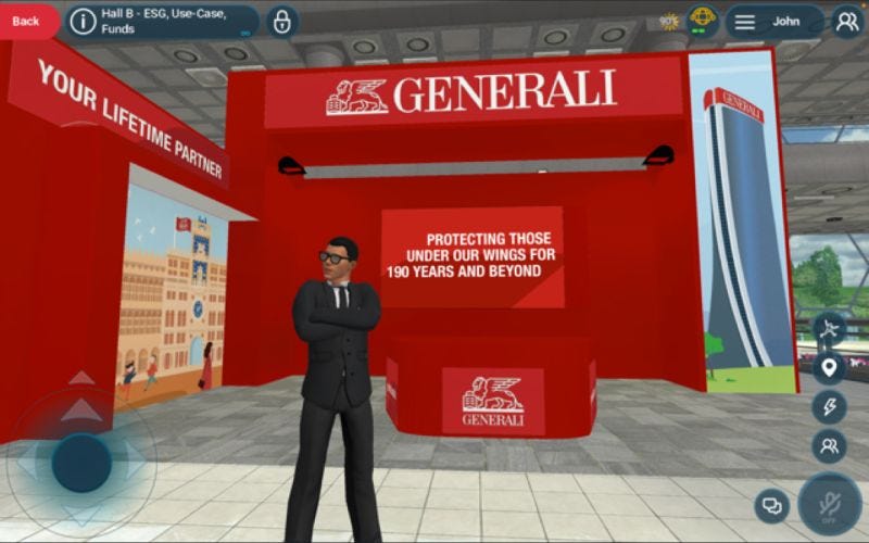 a person standing in front of a banner and posing for the camera