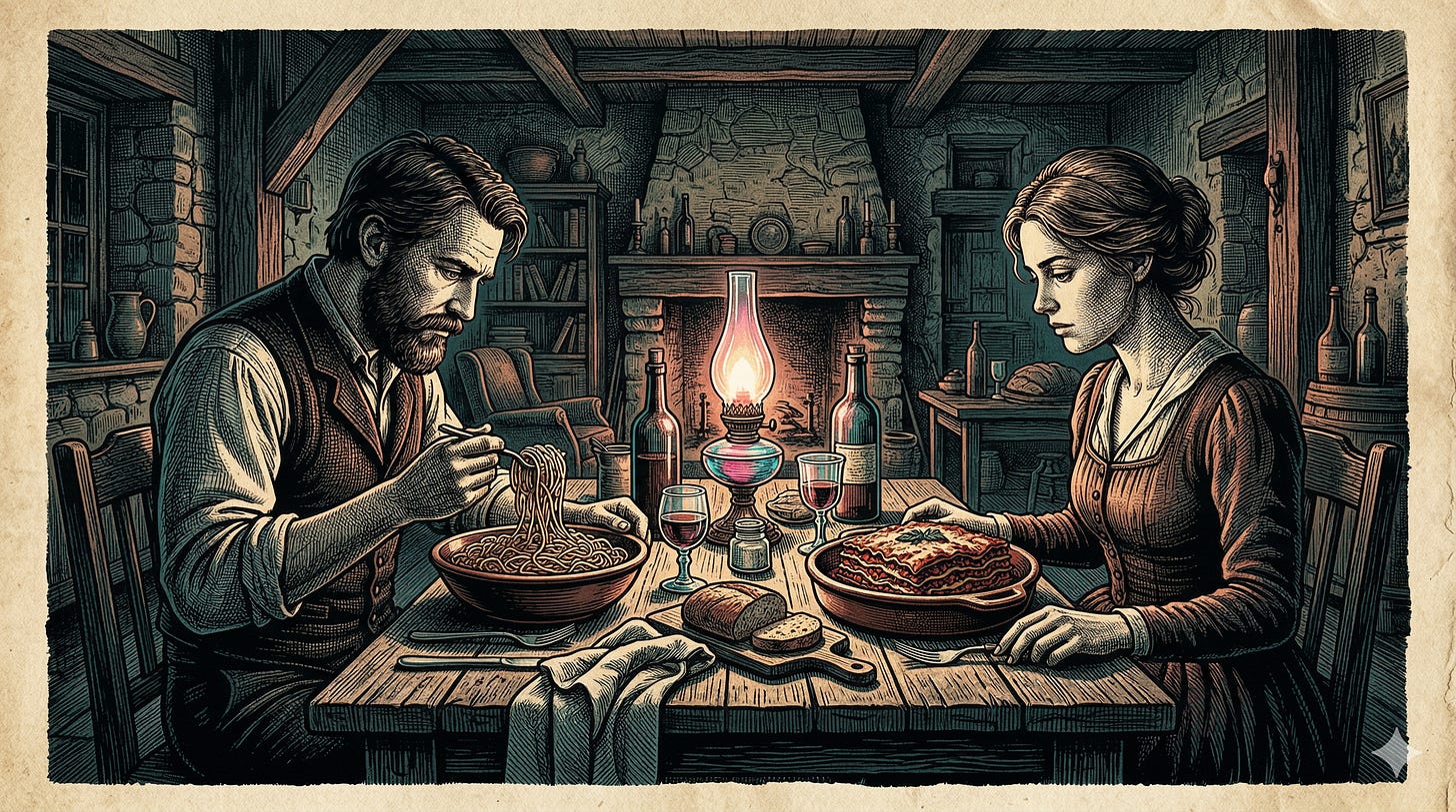 Three-layer AI agent architecture diagram showing UX, workflow, and persistence layers — lasagna vs spaghetti structure for solo operators