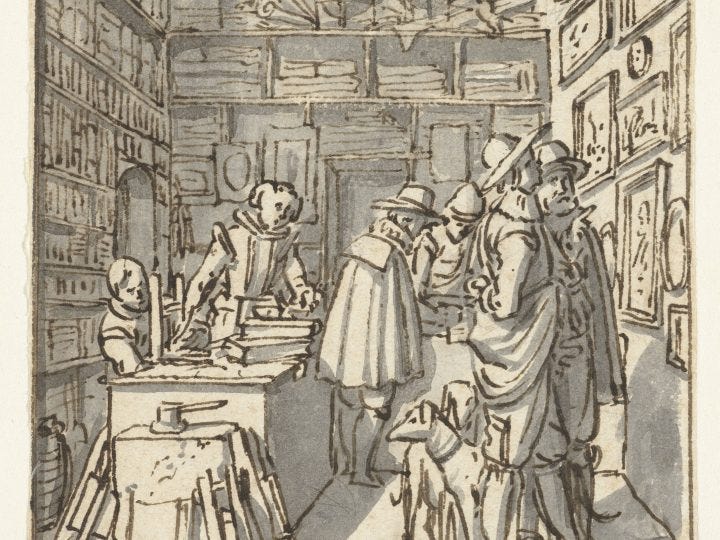 Dirck de Bray, People in a Book- and Art Shop, ca. 1620–1640, pen on paper, Rijksmuseum, Amsterdam Dirck de Bray, People in a Book- and Art Shop, ca. 1620–1640, pen on paper, Rijksmuseum, Amsterdam