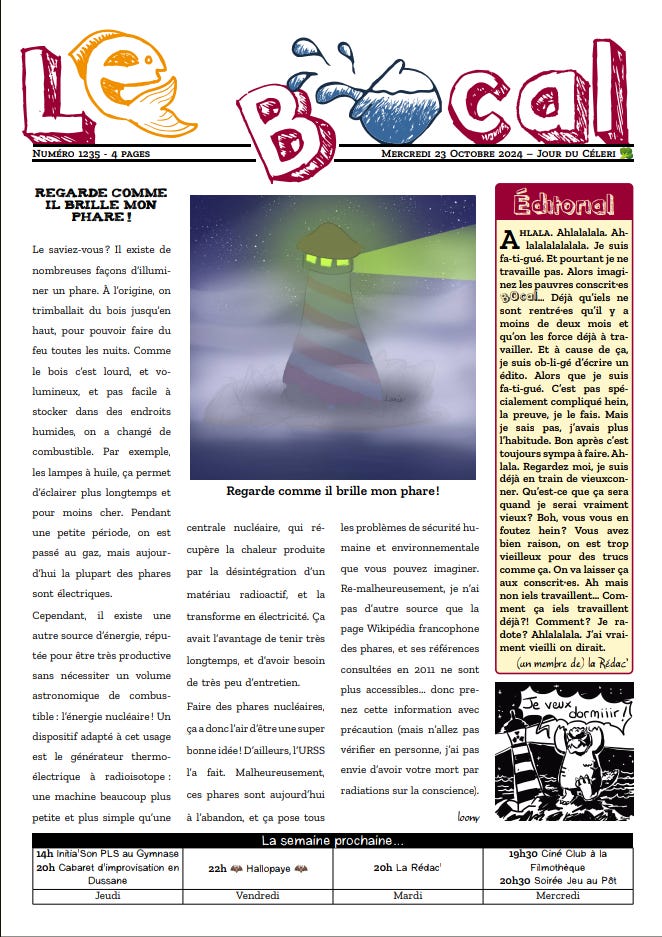 The front page of Issue 1235 of Le Bocal The front page of Issue 1235 of Le Bocal