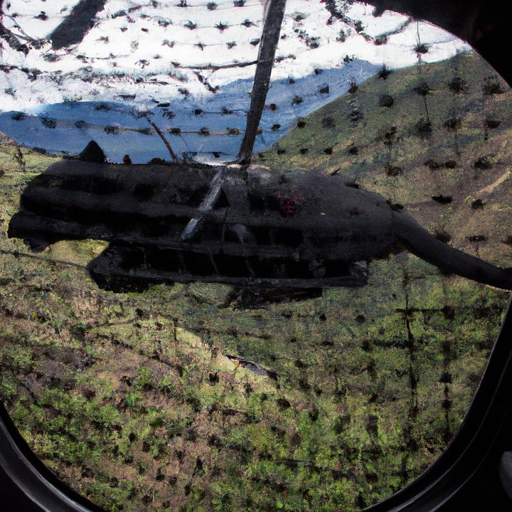 A black jaguar being caught and taken by the police in a helicopter