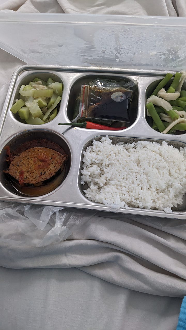 series of vegetarian vietnamese canteen trays