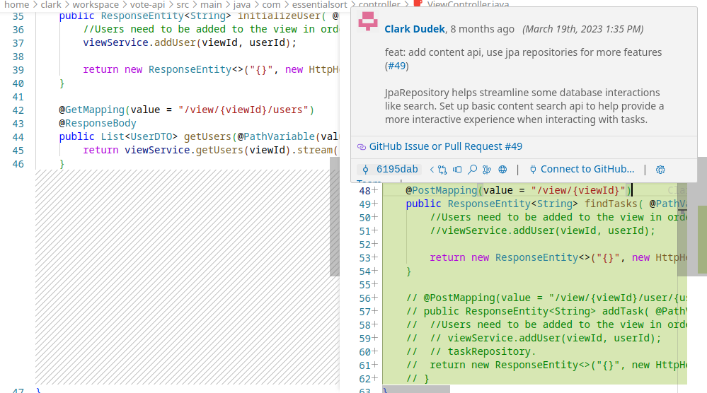 History tracking using versioning tools like Git