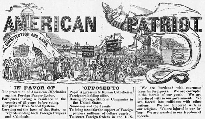 Anti-Immigrant Know Nothing Party "American Patriot"
