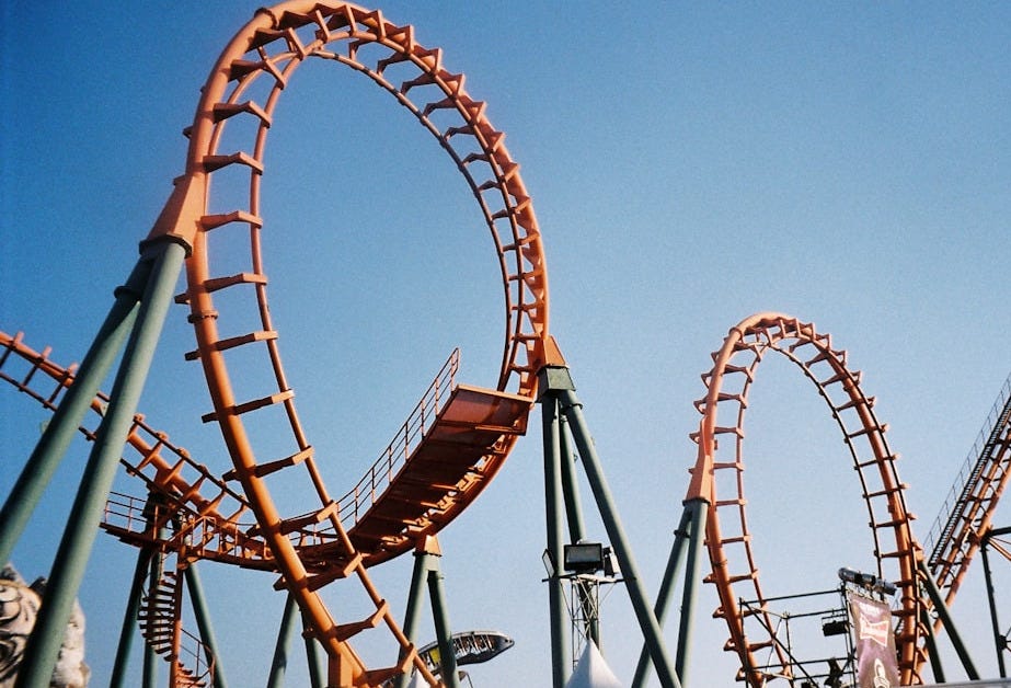a roller coaster at an amusement park