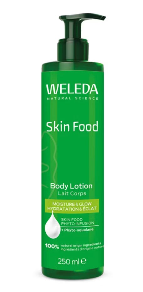 A gallery of three different formulations of the Weleda Skin Food for The Beauty Ed® substack