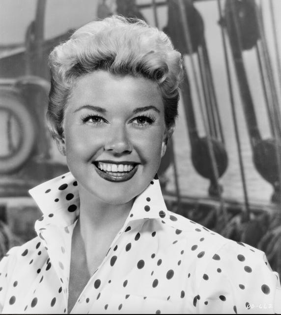 doris day, triple threat, classic actress, beautiful blonde, old hollywood, golden era, dancer, vintage entertainer, rock hudson, james garne, r, americas sweet heart