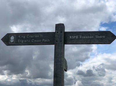 Signpost at Freiston Shore Signpost indicating this is part of the new King Charles III Coastal Path