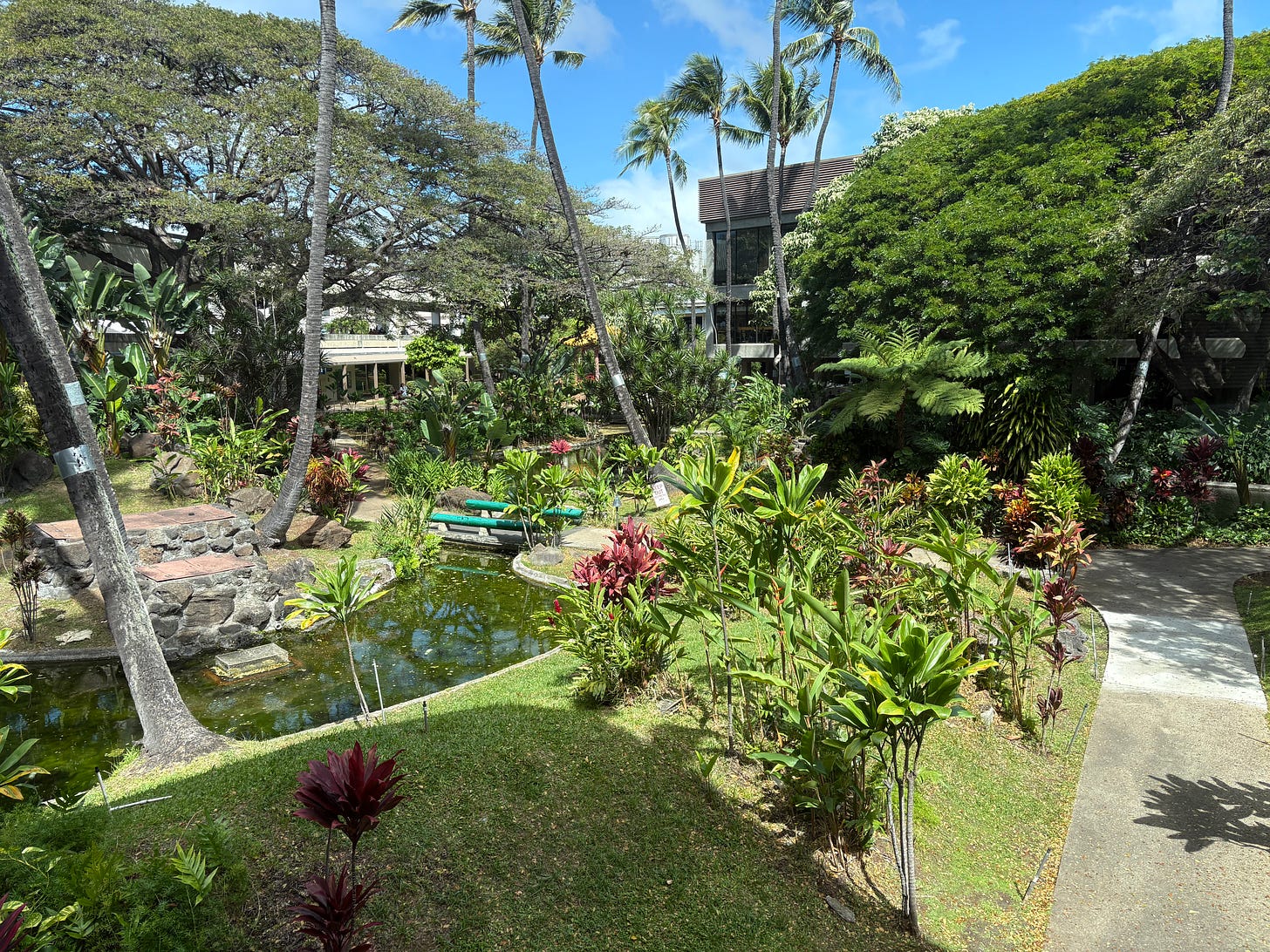 Japanese garden airside at the Honolulu airport. 
