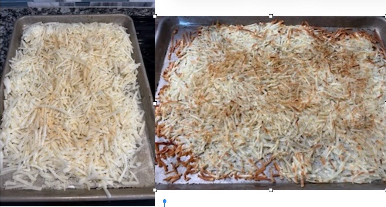 Preparing the hash browns