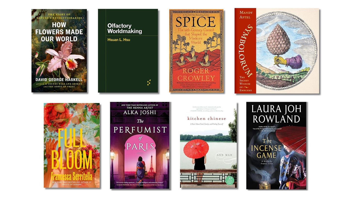 8 book titles lined up 4 on top and 4 below. 8 book titles lined up 4 on top and 4 below.