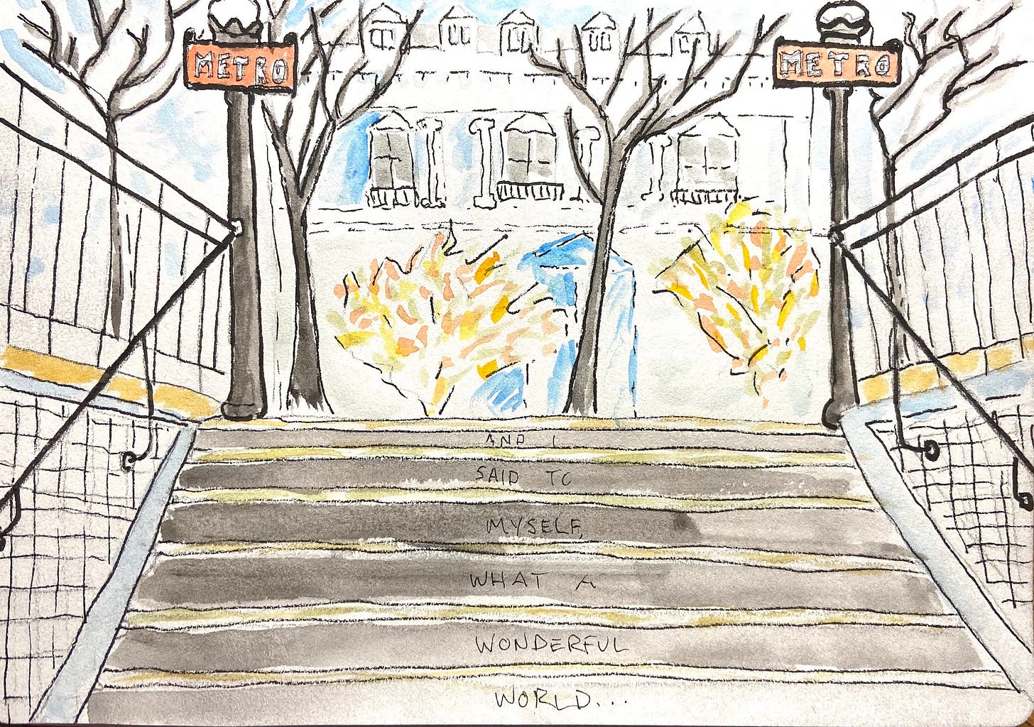 Paris Metro water color