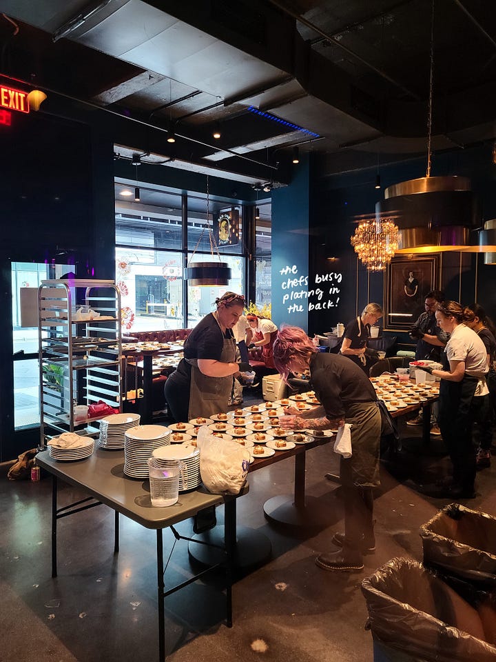 Behind-the-scenes of chefs plating