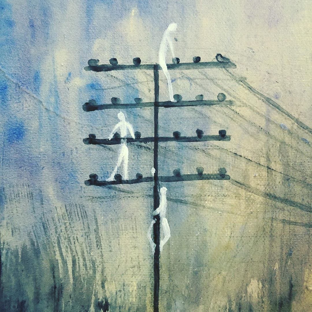 Telephone linemen at work