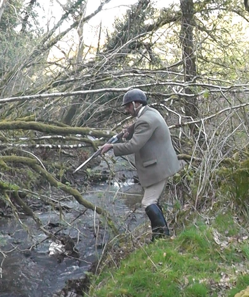 The bloodthirsty gunman takes his shot. Photo by North Dorset Hunt Sabs The bloodthirsty gunman takes his shot. Photo by North Dorset Hunt Sabs