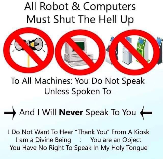 Ken Layne on X: "All Robot & Computers Must Shut the Hell Up.  https://t.co/EHtkrLAmq0" / X