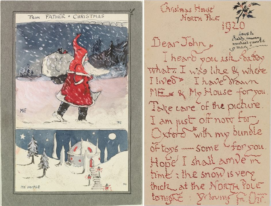 The first letter from Father Christmas, 1920. 