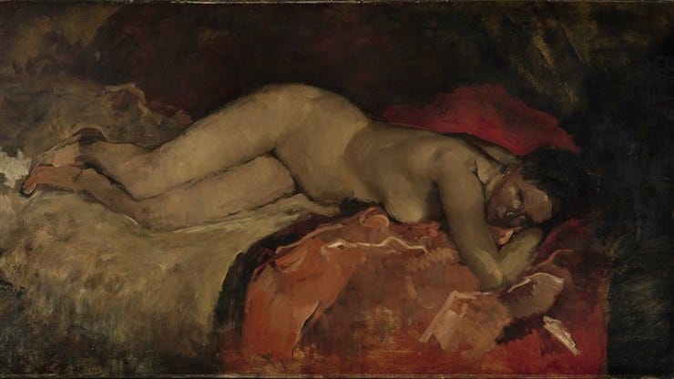'Liggend naakt' - olieverf op doek: George Hendrik Breitner