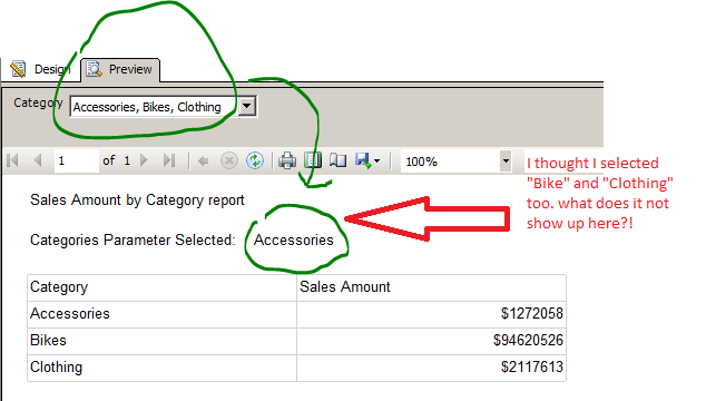 Multi Select parameter SSRS display Multi Select parameter SSRS display