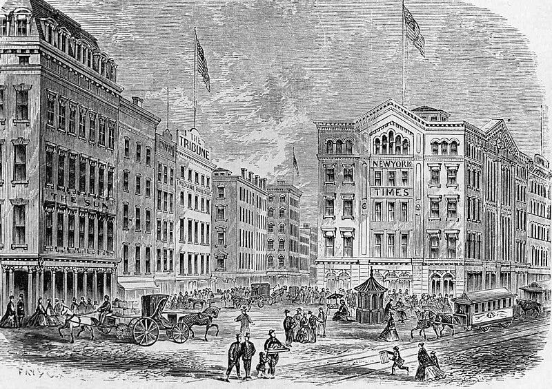 File:Newspaper Row New York, The Sun on the left, New York Times in the front.jpg File:Newspaper Row New York, The Sun on the left, New York Times in the front.jpg