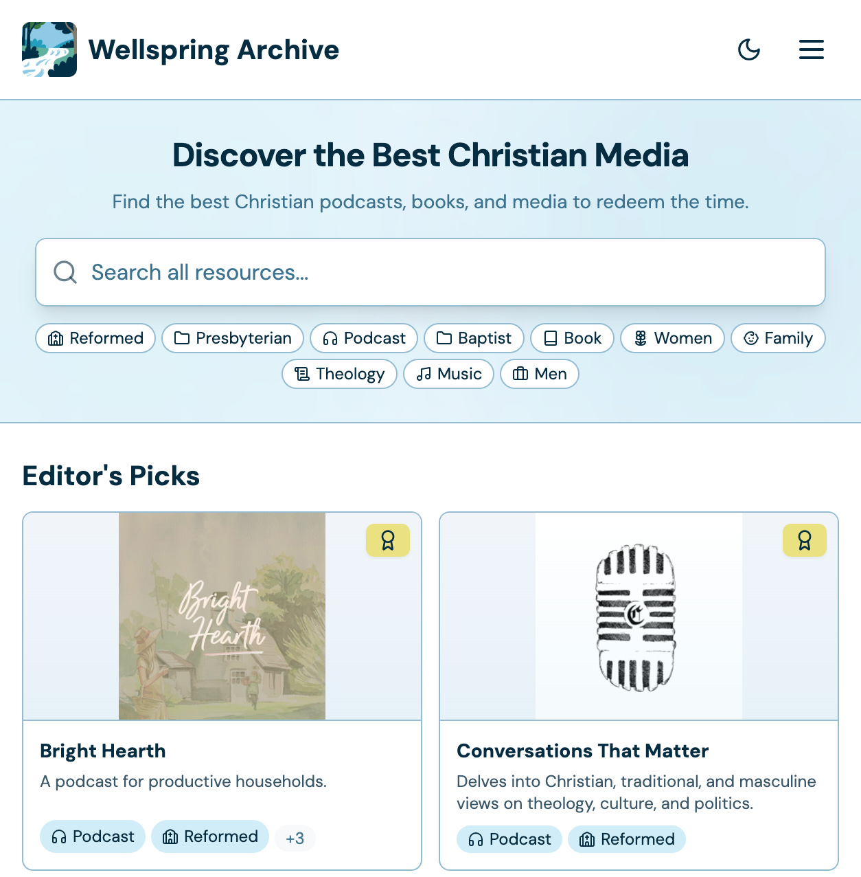 Wellspring Archive website screenshot