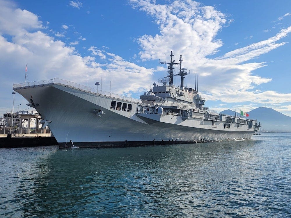 The ITS Giuseppe Garibaldi aircraft carrier anchored in Naples, Italy, on October 25, 2024. (Benzekre/Wikimedia) The ITS Giuseppe Garibaldi aircraft carrier anchored in Naples, Italy, on October 25, 2024. (Benzekre/Wikimedia)