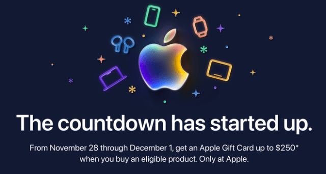 Apple’s 2025 Black Friday Shopping Event: Get up to $250 Apple Gift Card with eligible purchases