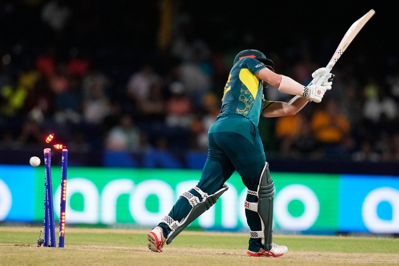 Travis Head was completely undone by a Naveen-ul-Haq outswinger, Afghanistan vs Australia, T20 World Cup 2024, Super Eight, Group 1, Kingstown, June 22, 2024