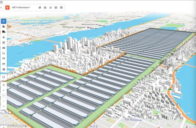 Meta for your paving manhattan and turning it into a data center project, I highly recommend ordering the buildings perpendicular to the islands edges and not parallel. The yield on gigawatts per… | Meta for your paving manhattan and turning it into a data center project, I highly recommend ordering the buildings perpendicular to the islands edges and not parallel. The yield on gigawatts per… |