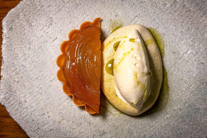 FZN by Bjorn Frantzen: Chutoro with Japanese radish and the apple tart tatin