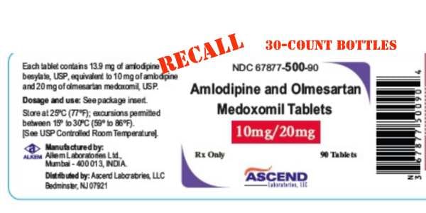 Amlodipine and Olmesartan Medoxomil Tablets Recall by Ascend Amlodipine and Olmesartan Medoxomil Tablets Recall by Ascend