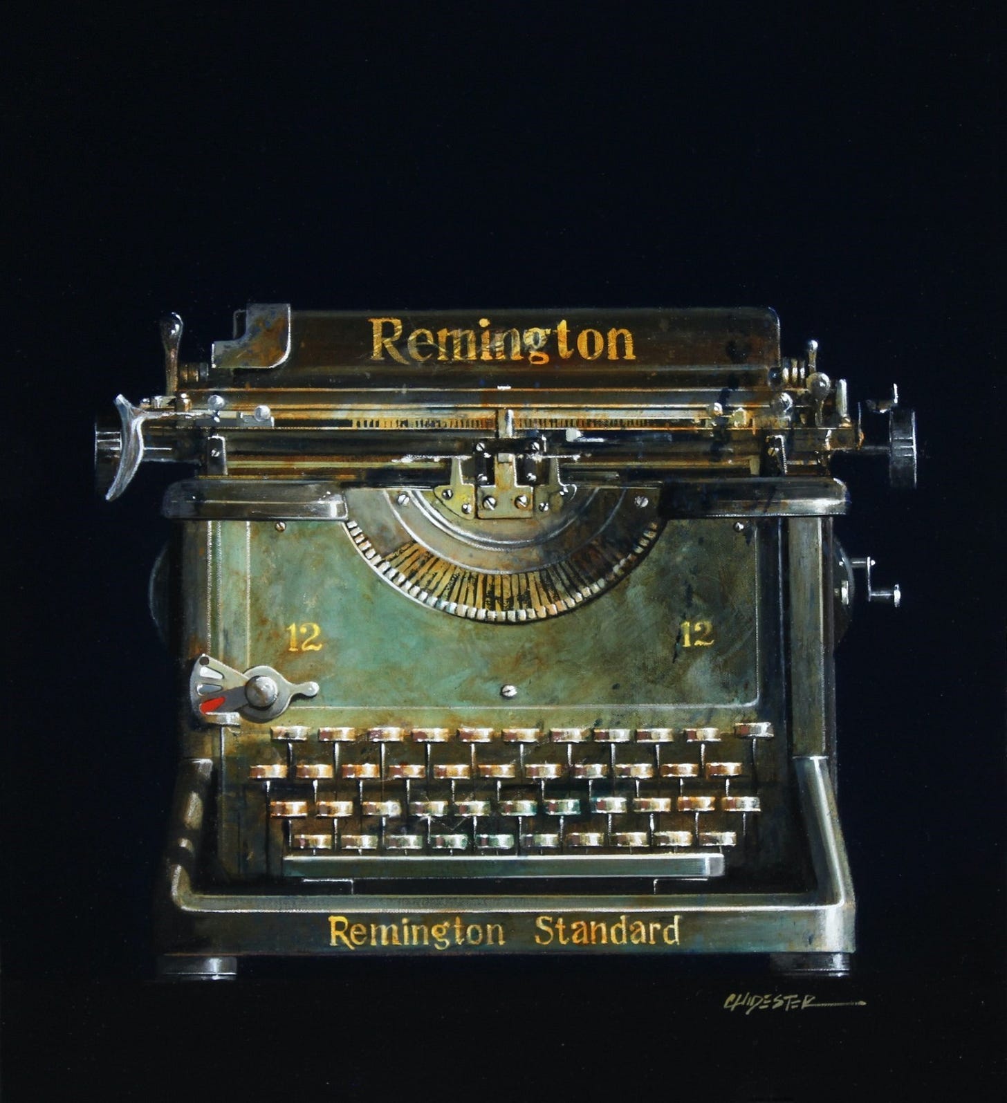A close-up of a typewriter

Description automatically generated