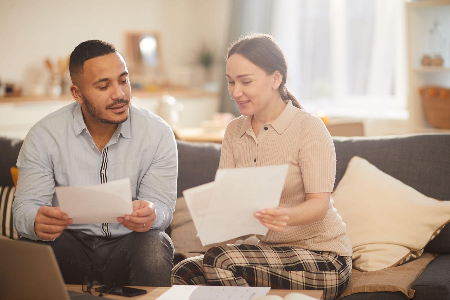 A couple discussing finances