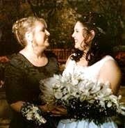 My wedding, 2000, Mom & I looking at each other, smiling