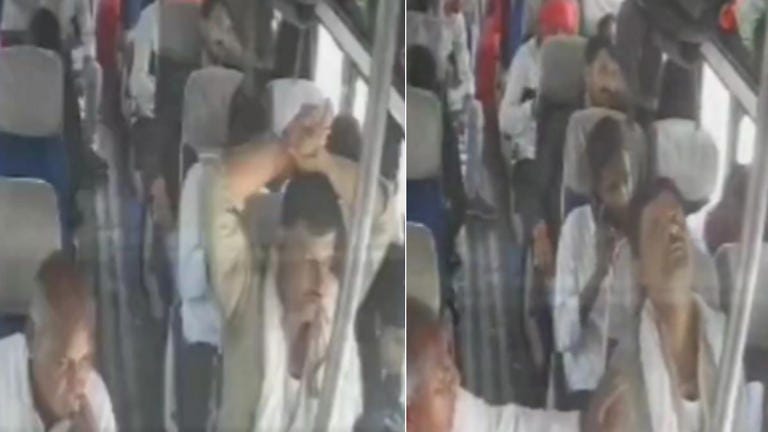 Shocking video! Ticket conductor suddenly dies of heart attack in bus from Indore to Pune Shocking video! Ticket conductor suddenly dies of heart attack in bus from Indore to Pune