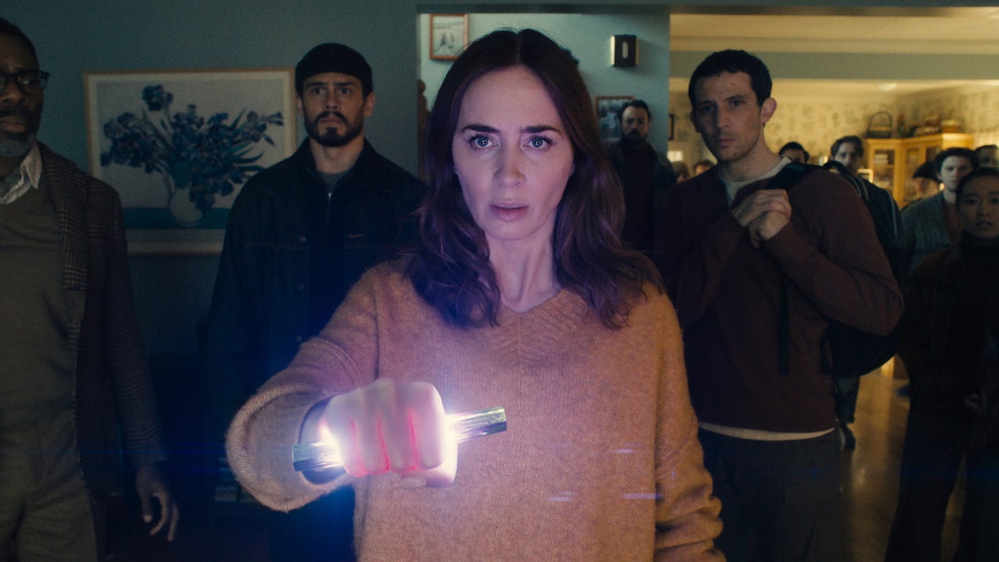 Disclosure Day | Still features Emily Blunt as Margaret Fairchild wielding an alien device.