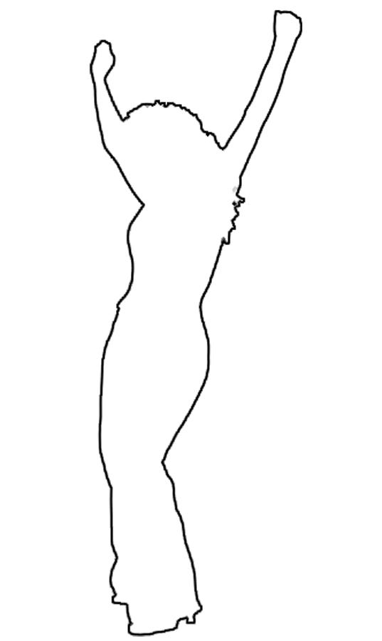 Pencil drawings of the outline of a woman's body dancing