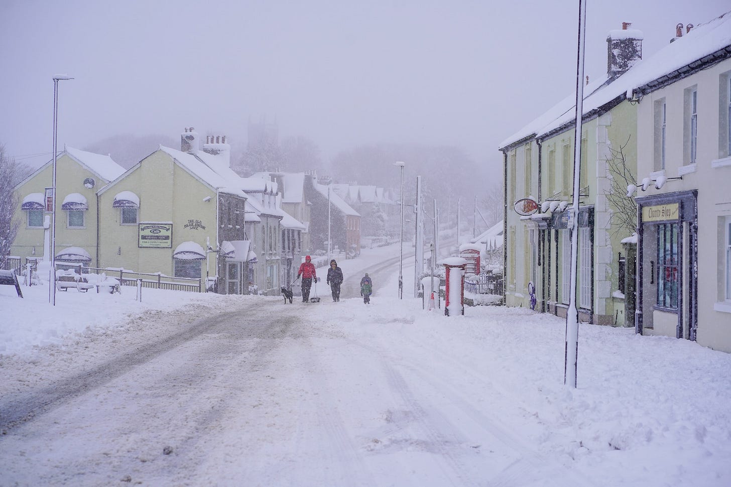 the high street in snow