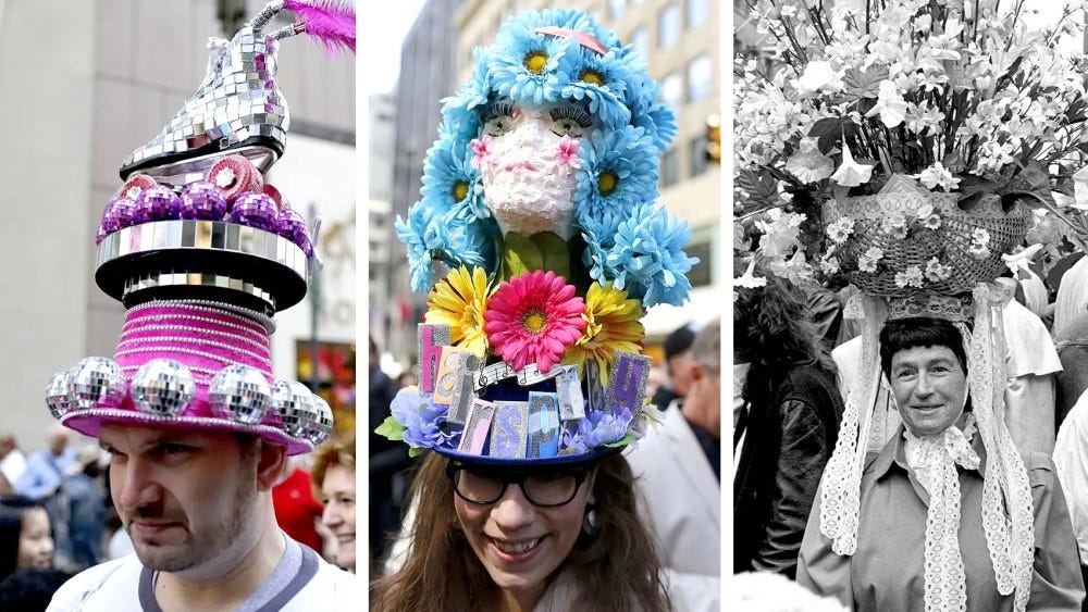 NYC's Easter Hat Parade Through the Years, Creative millinery and fashion at the New York Easter Parade, 1980s.