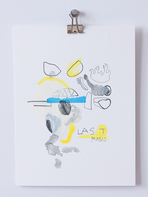 Three 6"x8" paintings on paper from a series titled "Minor prophets, nobody cares about your flame thrower (blue series)"