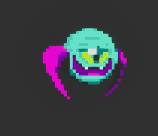 A flying bat enemy and a chasing eye enemy