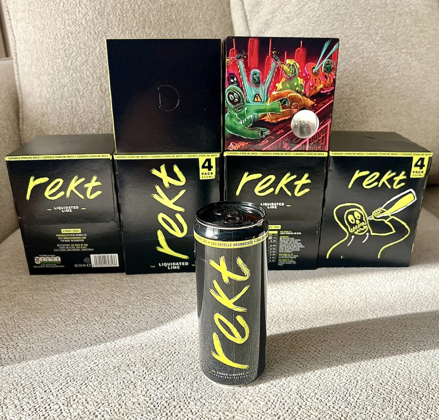 Rekt drinks on display Rekt drinks on display