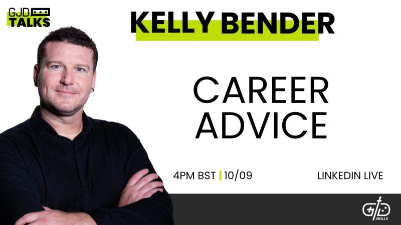 FREE CAREER ADVICE TALK - ONLINE I'm super proud to be partnering with  Games Jobs Direct & Game Design Skills to present this FREE ONLINE career  advice talk. I'll be covering entry,