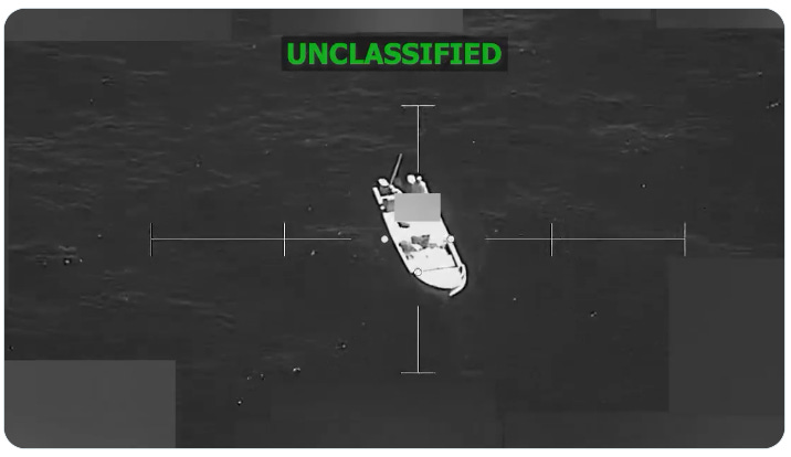 This suspected drug smuggling boat was one of three targeted by the US Navy in the Pacific Ocean on December 15, 2025.